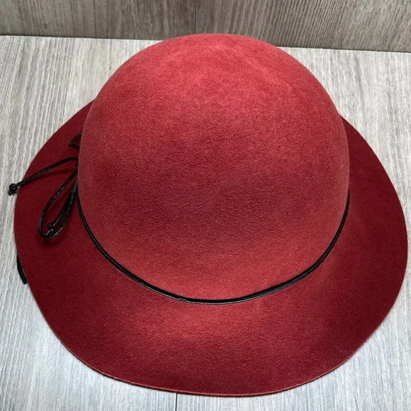 Scala Hat Womens One Size Collezione Wool Felt Leatherette Band Cloche  Red - Picture 5 of 10